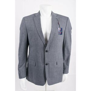 Saddlebred Mens Suit Jacket Blazer Sport Coat Size 44 R Black Gray Cotton NWT